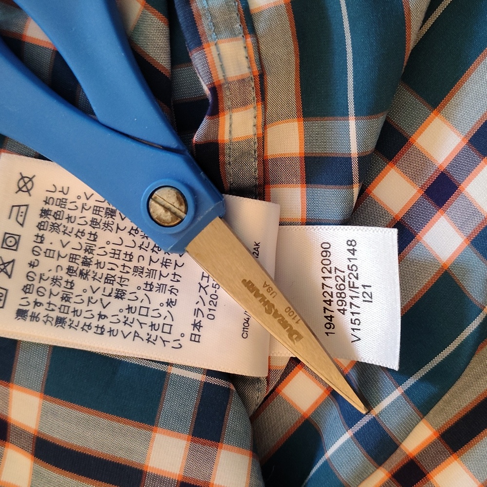 Land's End Shirt Size L Plaid Button Down Long Sleeve Cotton Office Casual Green - Picture 6 of 13
